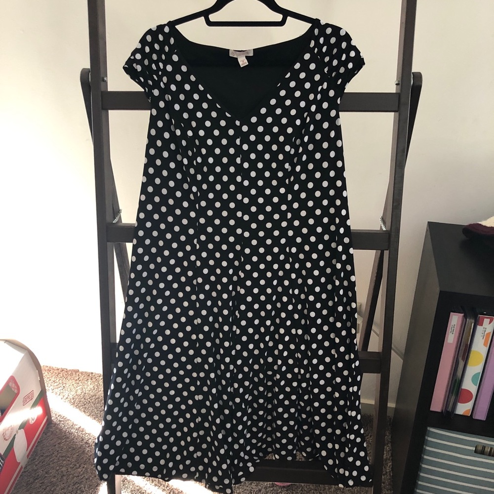 {DressBarn} Black & White Polkadot Dress